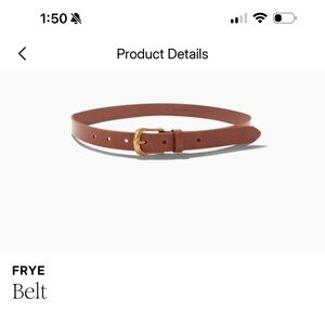 Brown Leather Frye Belt with Gold Buckle L/XL